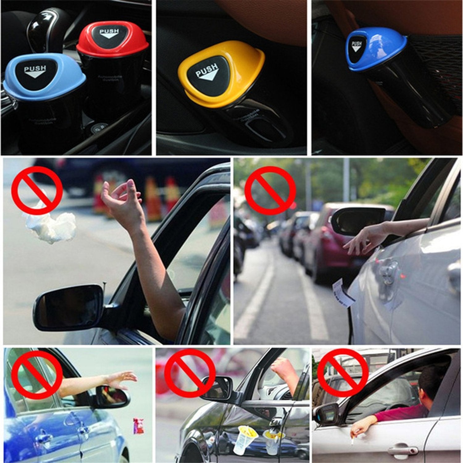 Compact trash bin for car, easy to install and use Compact trash bin for car, easy to install and use